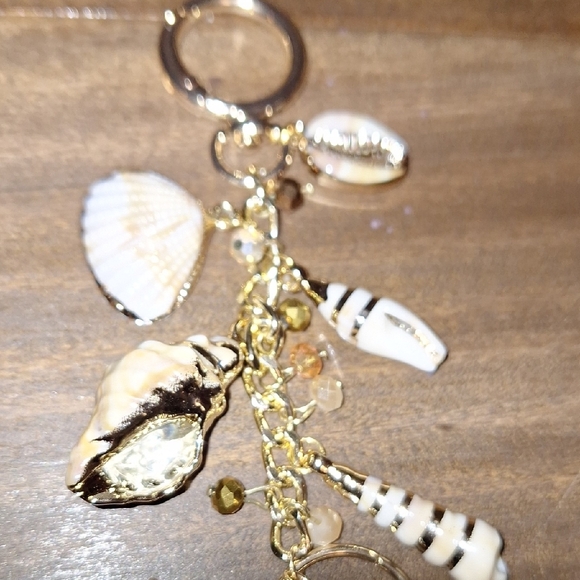 Seashell Charm Bag Charm with Gold Accents - Picture 3 of 4